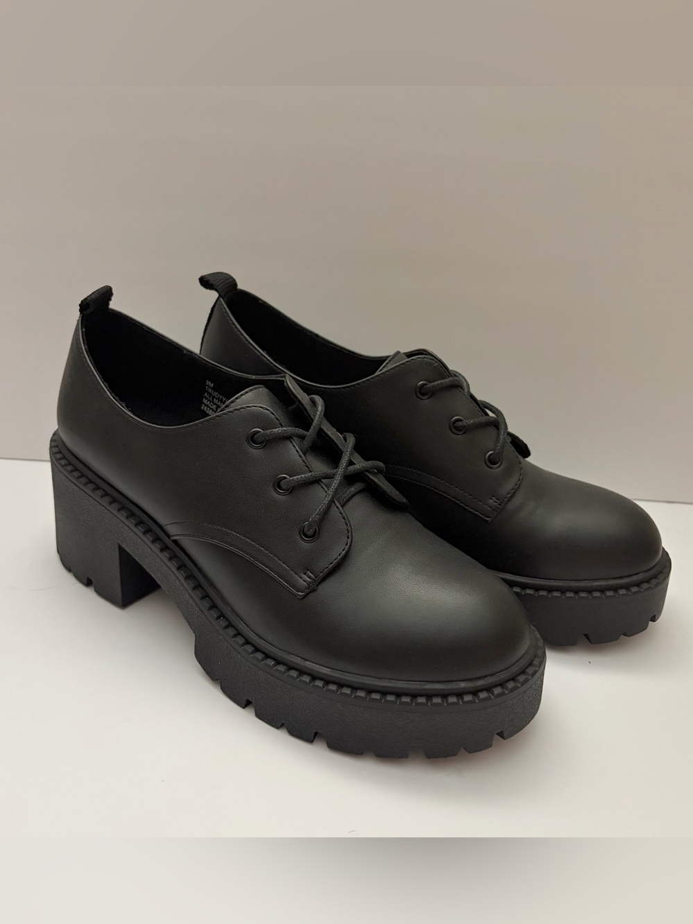 Madden Girl Black Chunky Lace-Up Platform Oxford Shoes